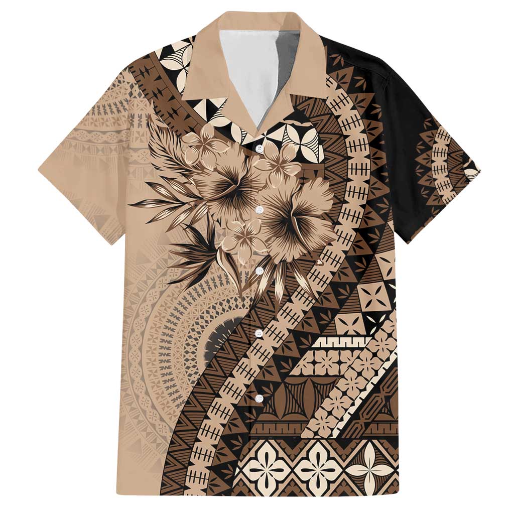 Bula Fiji Hawaiian Shirt Mocha Brown Kaivity Masi Tapa