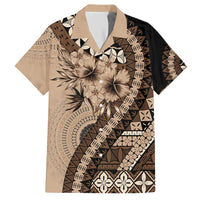 Bula Fiji Hawaiian Shirt Mocha Brown Kaivity Masi Tapa