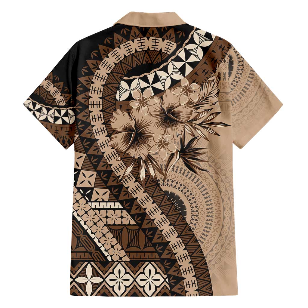 Bula Fiji Hawaiian Shirt Mocha Brown Kaivity Masi Tapa