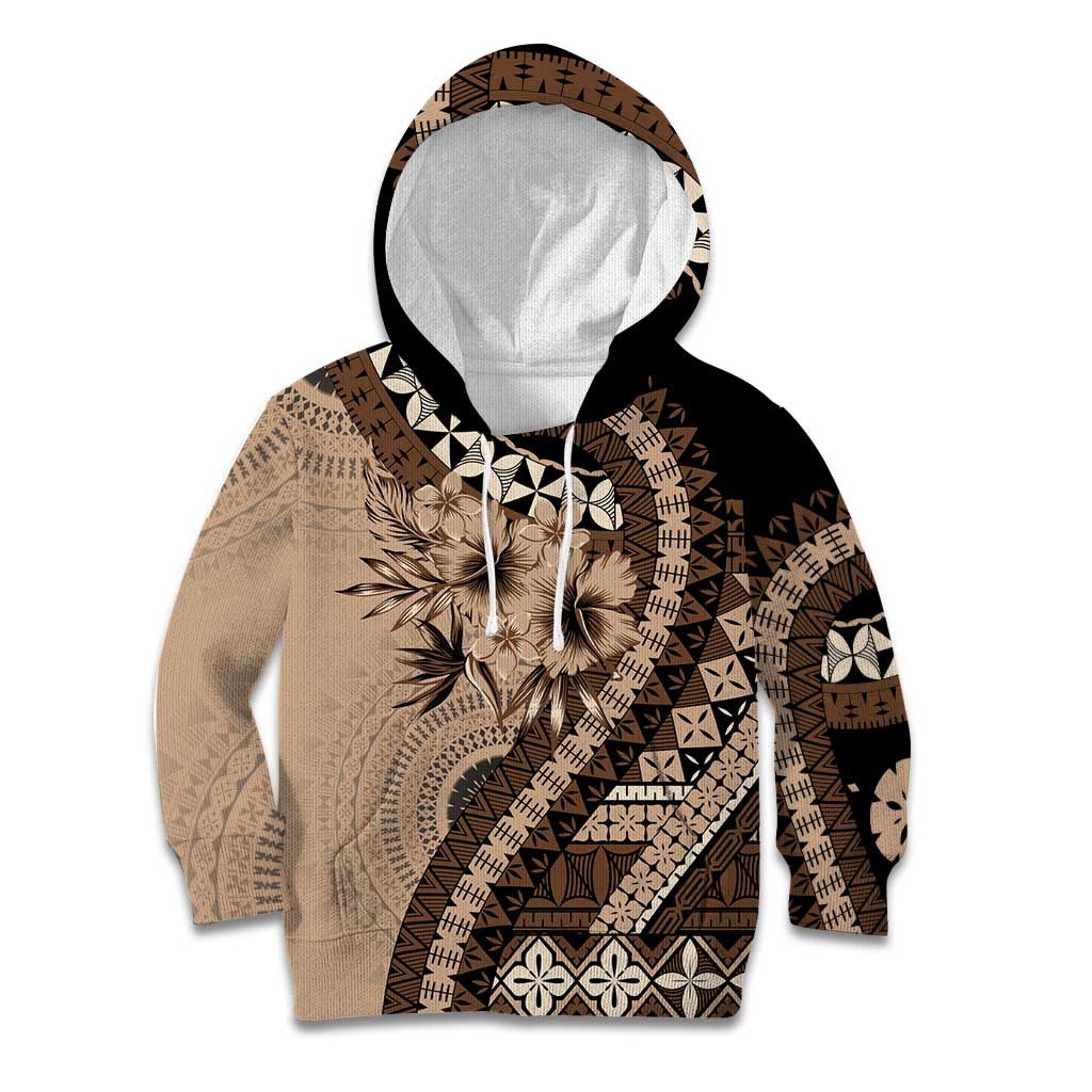 Bula Fiji Kid Hoodie Mocha Brown Kaivity Masi Tapa