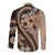 Bula Fiji Long Sleeve Button Shirt Mocha Brown Kaivity Masi Tapa