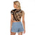 Bula Fiji Raglan Cropped T Shirt Mocha Brown Kaivity Masi Tapa