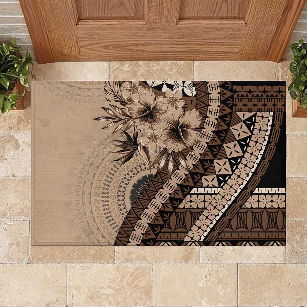 Bula Fiji Rubber Doormat Mocha Brown Kaivity Masi Tapa