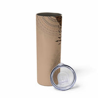 Bula Fiji Skinny Tumbler Mocha Brown Kaivity Masi Tapa