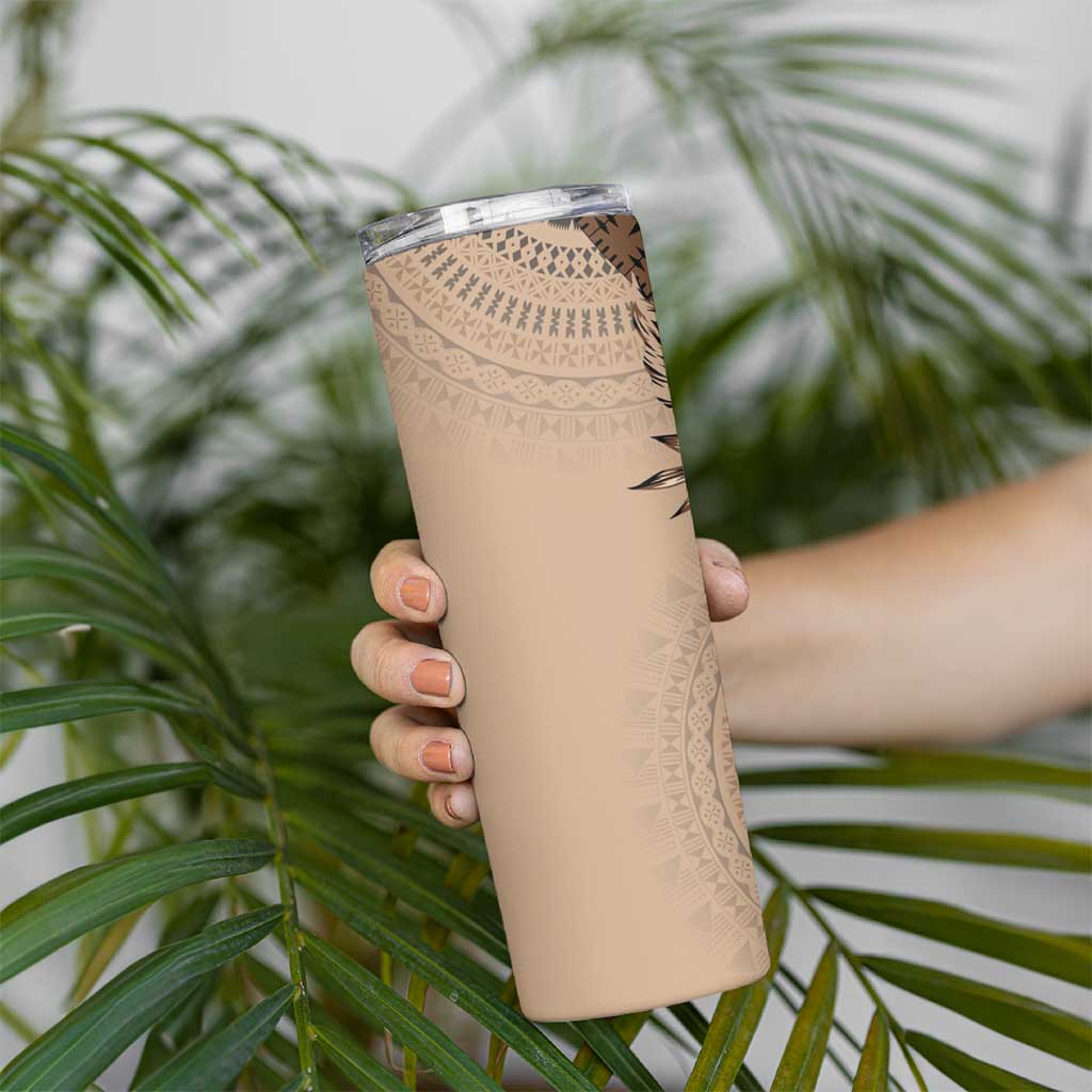 Bula Fiji Skinny Tumbler Mocha Brown Kaivity Masi Tapa