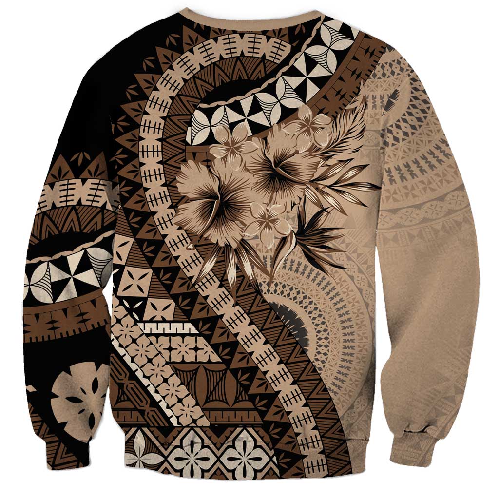 Bula Fiji Sweatshirt Mocha Brown Kaivity Masi Tapa