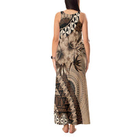 Bula Fiji Tank Maxi Dress Mocha Brown Kaivity Masi Tapa