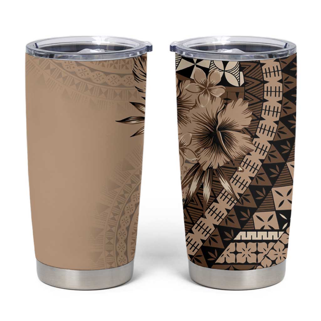 Bula Fiji Tumbler Cup Mocha Brown Kaivity Masi Tapa