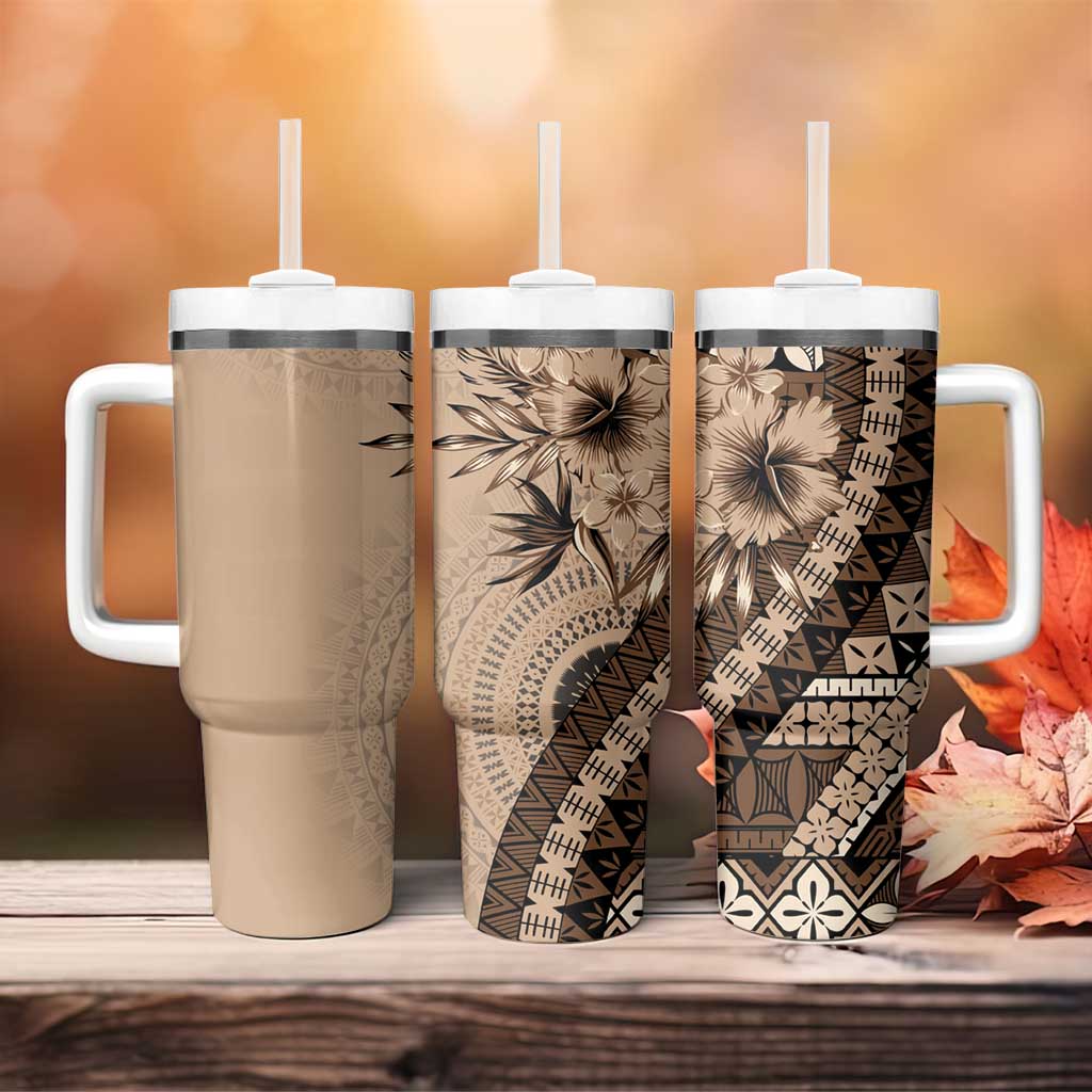 Bula Fiji Tumbler With Handle Mocha Brown Kaivity Masi Tapa