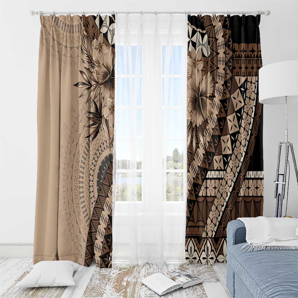 Bula Fiji Window Curtain Mocha Brown Kaivity Masi Tapa