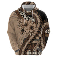 Bula Fiji Zip Hoodie Mocha Brown Kaivity Masi Tapa