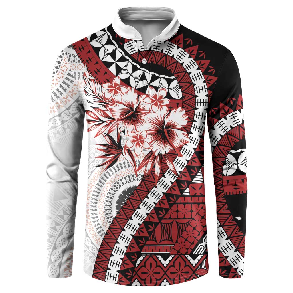 Bula Fiji Button Sweatshirt White Kaivity Masi Tapa