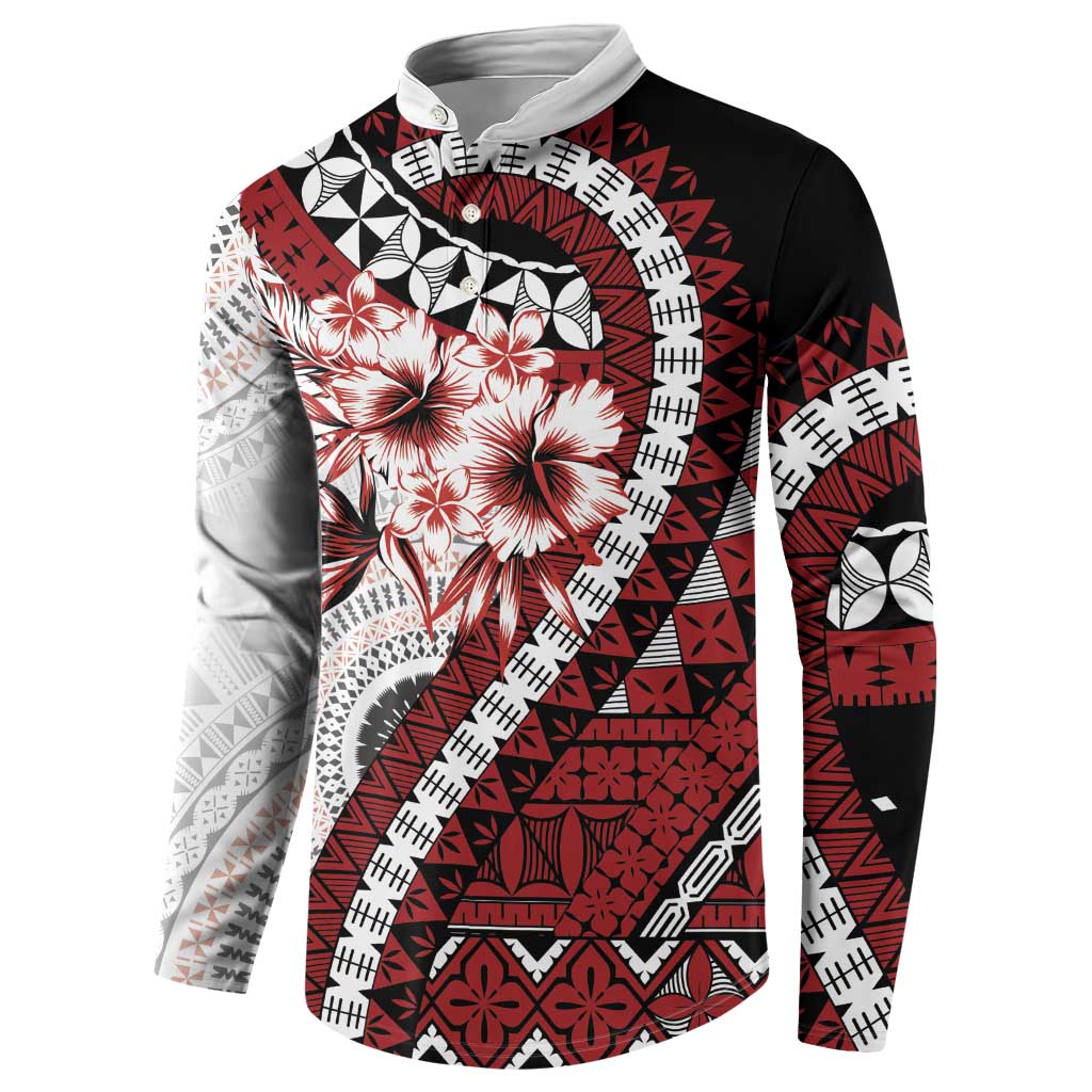 Bula Fiji Button Sweatshirt White Kaivity Masi Tapa