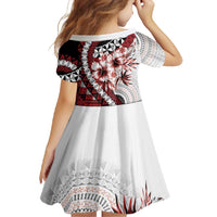 Bula Fiji Family Matching Long Sleeve Bodycon Dress and Hawaiian Shirt White Kaivity Masi Tapa