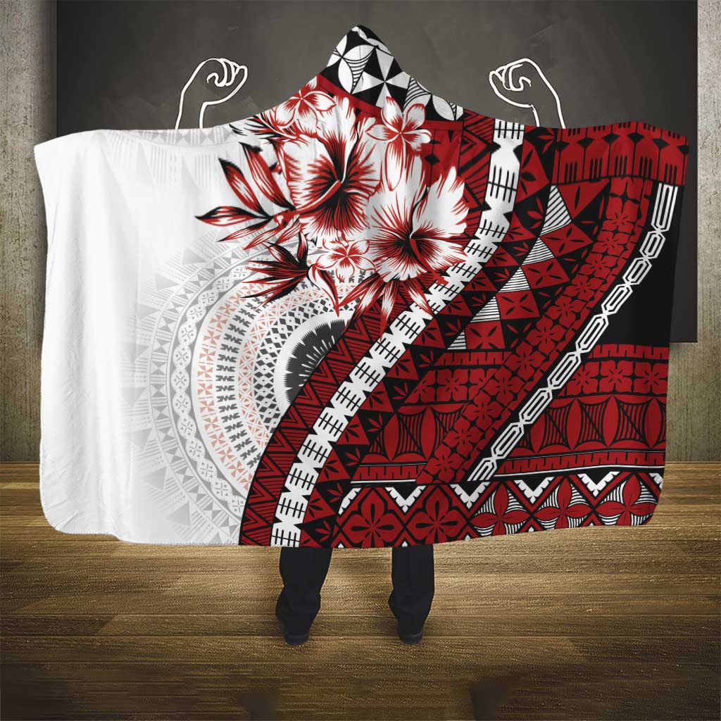 Bula Fiji Hooded Blanket White Kaivity Masi Tapa