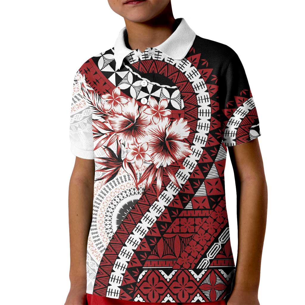 Bula Fiji Kid Polo Shirt White Kaivity Masi Tapa