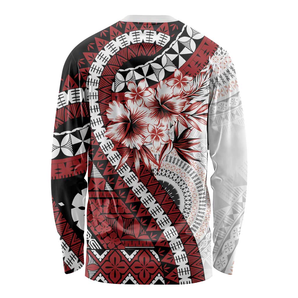 Bula Fiji Long Sleeve Shirt White Kaivity Masi Tapa