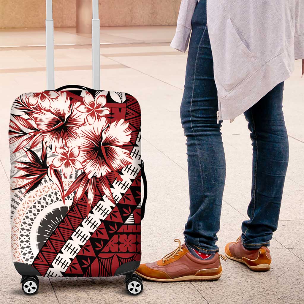 Bula Fiji Luggage Cover White Kaivity Masi Tapa