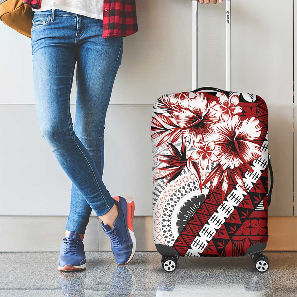 Bula Fiji Luggage Cover White Kaivity Masi Tapa