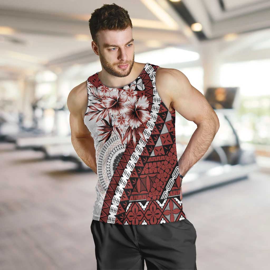 Bula Fiji Men Tank Top White Kaivity Masi Tapa