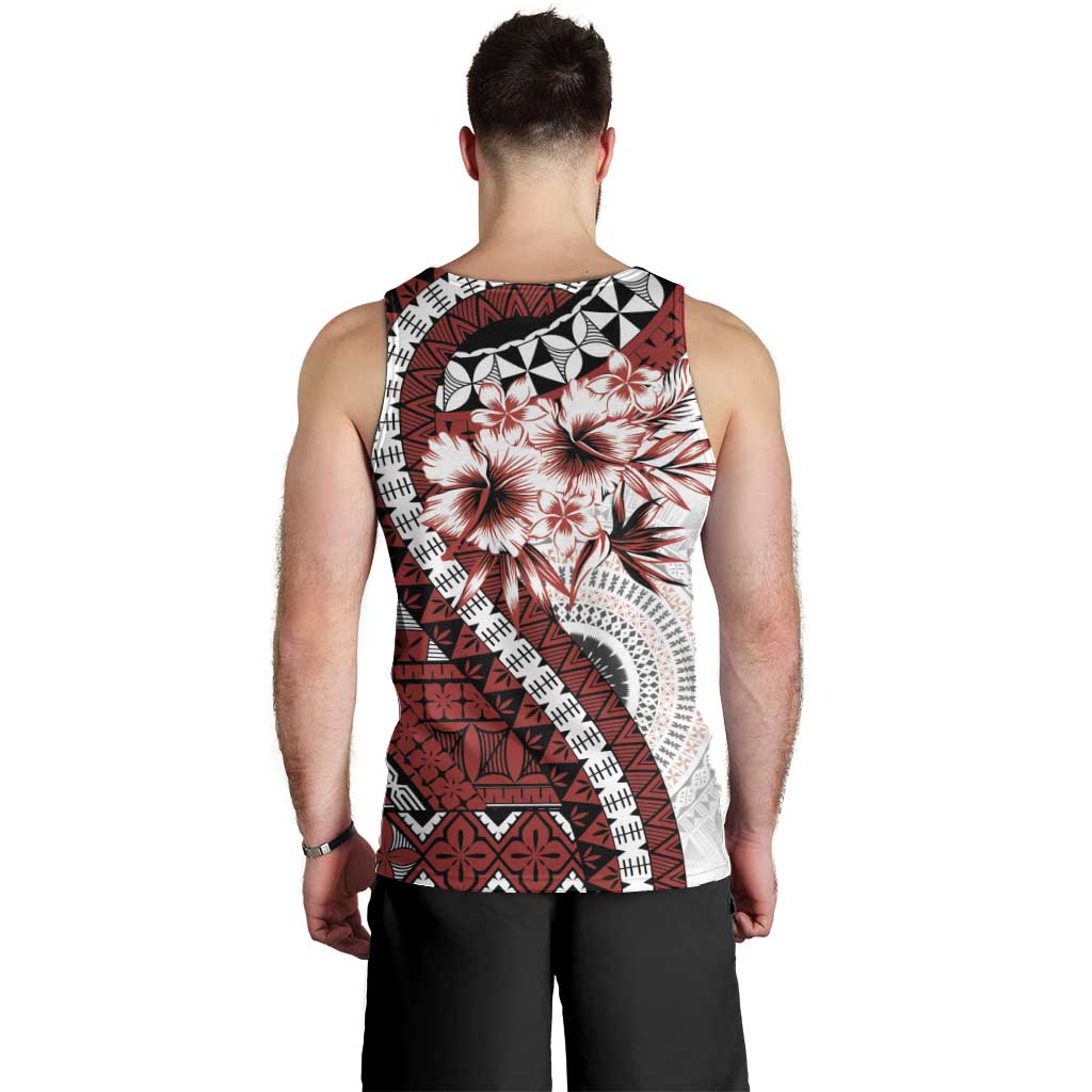 Bula Fiji Men Tank Top White Kaivity Masi Tapa