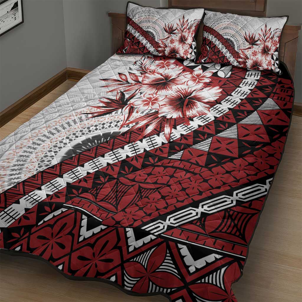 Bula Fiji Quilt Bed Set White Kaivity Masi Tapa