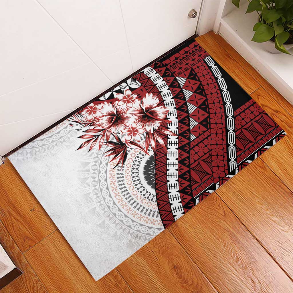Bula Fiji Rubber Doormat White Kaivity Masi Tapa