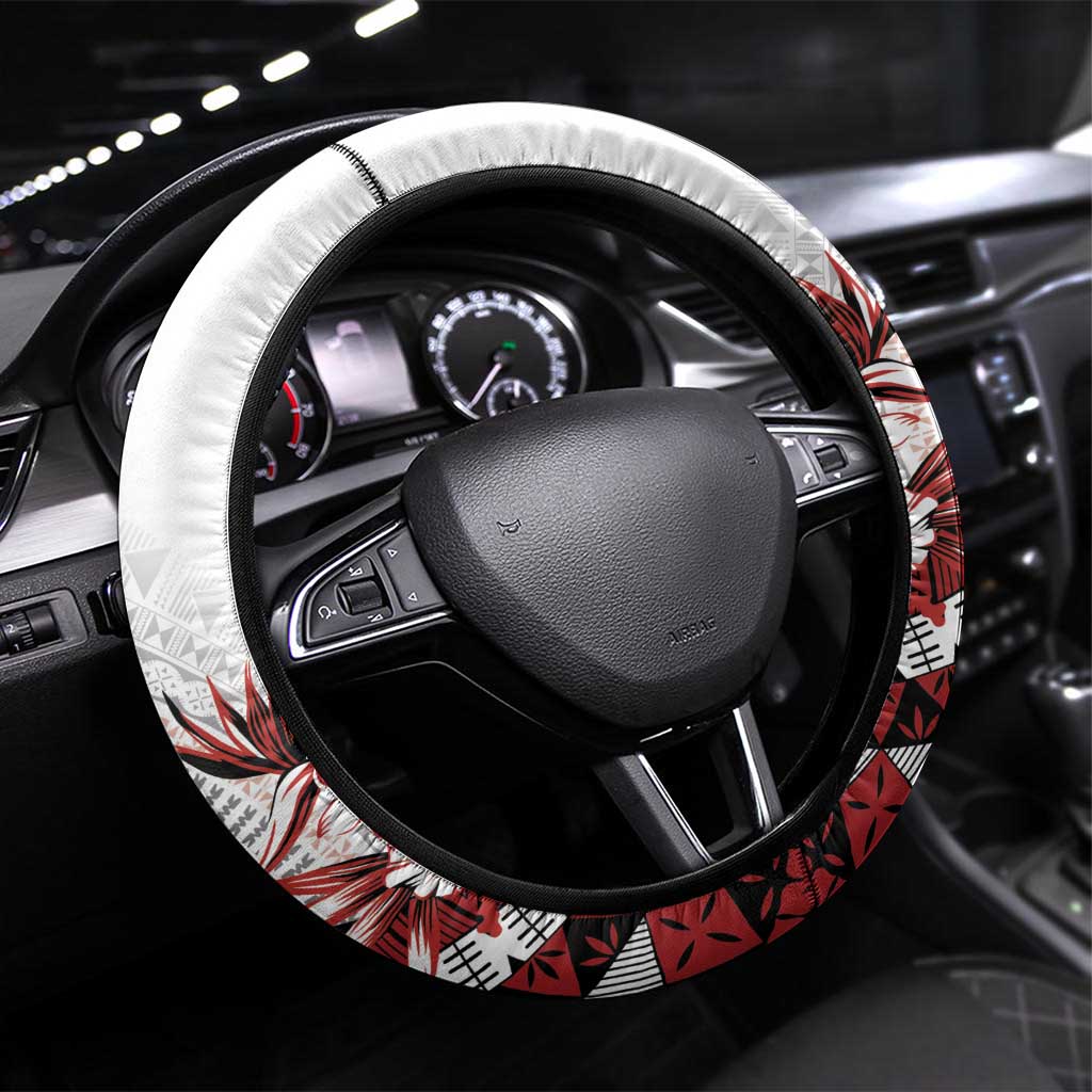 Bula Fiji Steering Wheel Cover White Kaivity Masi Tapa
