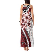 Bula Fiji Tank Maxi Dress White Kaivity Masi Tapa