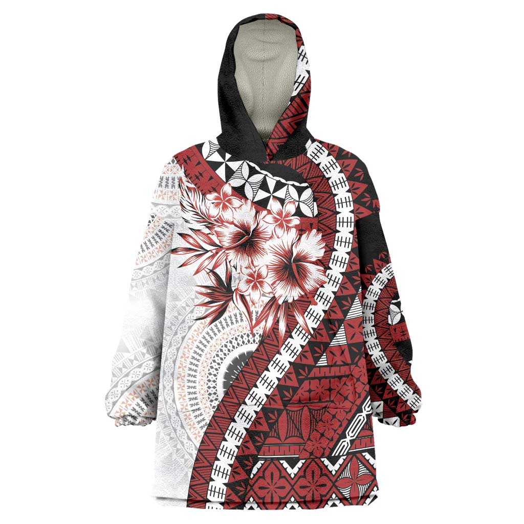 Bula Fiji Wearable Blanket Hoodie White Kaivity Masi Tapa