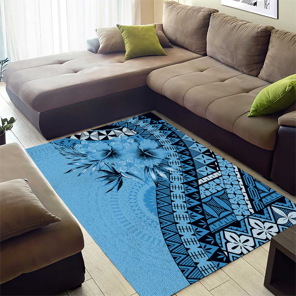 Bula Fiji Area Rug Turquoise Kaivity Masi Tapa