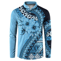 Bula Fiji Button Sweatshirt Turquoise Kaivity Masi Tapa