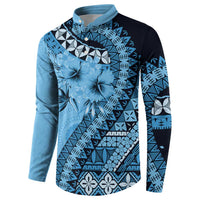 Bula Fiji Button Sweatshirt Turquoise Kaivity Masi Tapa