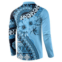 Bula Fiji Button Sweatshirt Turquoise Kaivity Masi Tapa