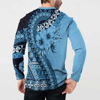 Bula Fiji Button Sweatshirt Turquoise Kaivity Masi Tapa