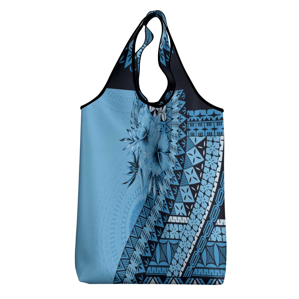 Bula Fiji Grocery Bag Turquoise Kaivity Masi Tapa