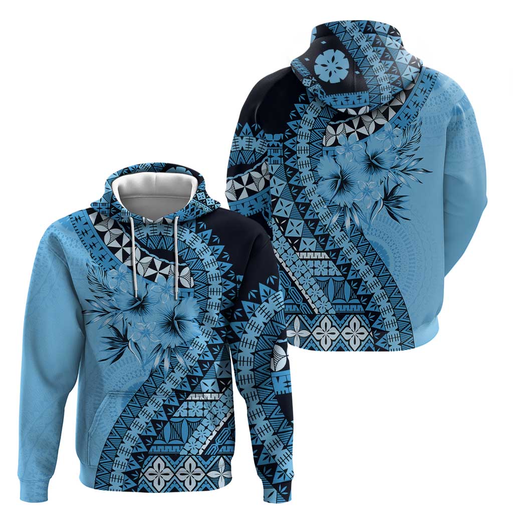 Bula Fiji Hoodie Turquoise Kaivity Masi Tapa