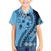 Bula Fiji Kid Hawaiian Shirt Turquoise Kaivity Masi Tapa