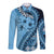 Bula Fiji Long Sleeve Button Shirt Turquoise Kaivity Masi Tapa