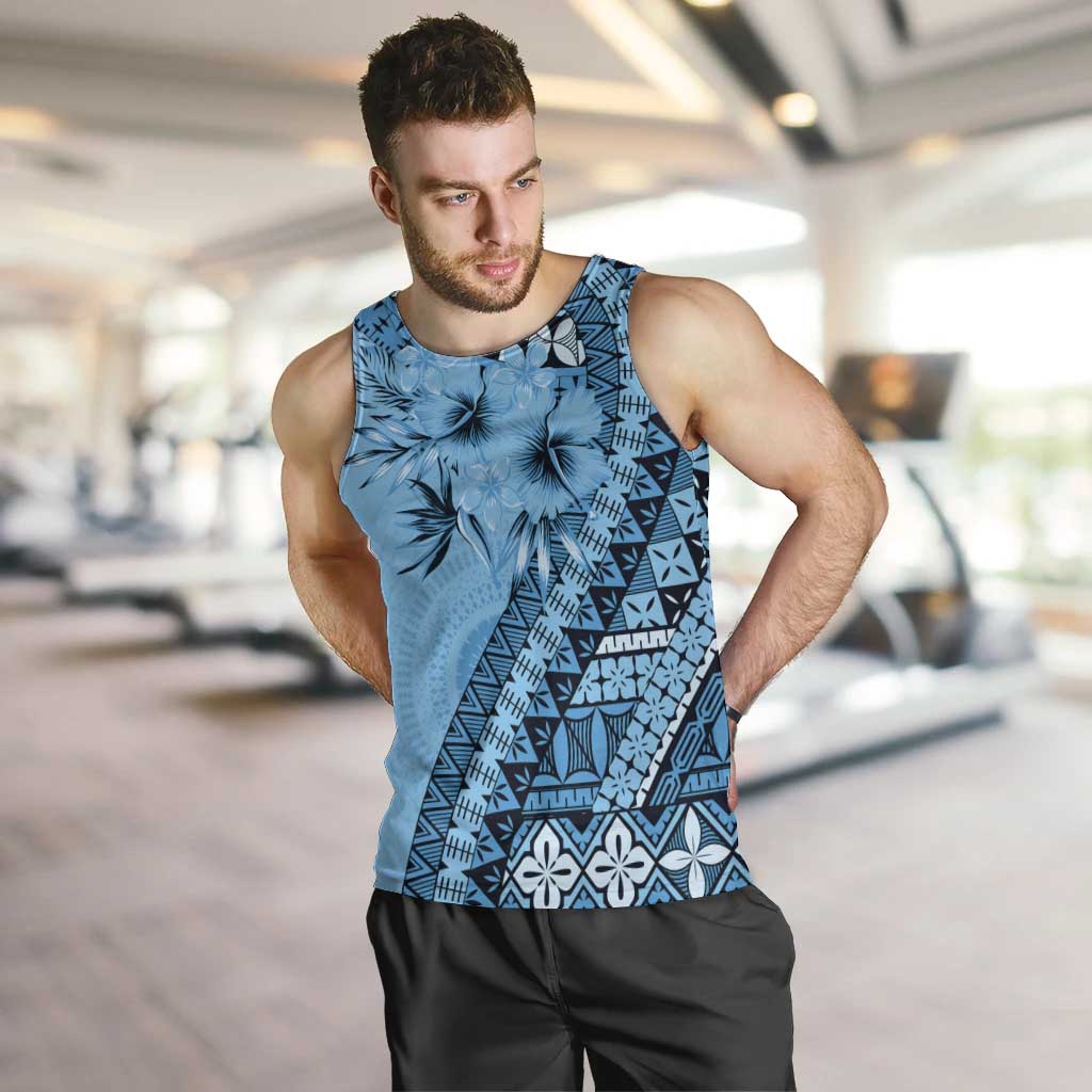 Bula Fiji Men Tank Top Turquoise Kaivity Masi Tapa