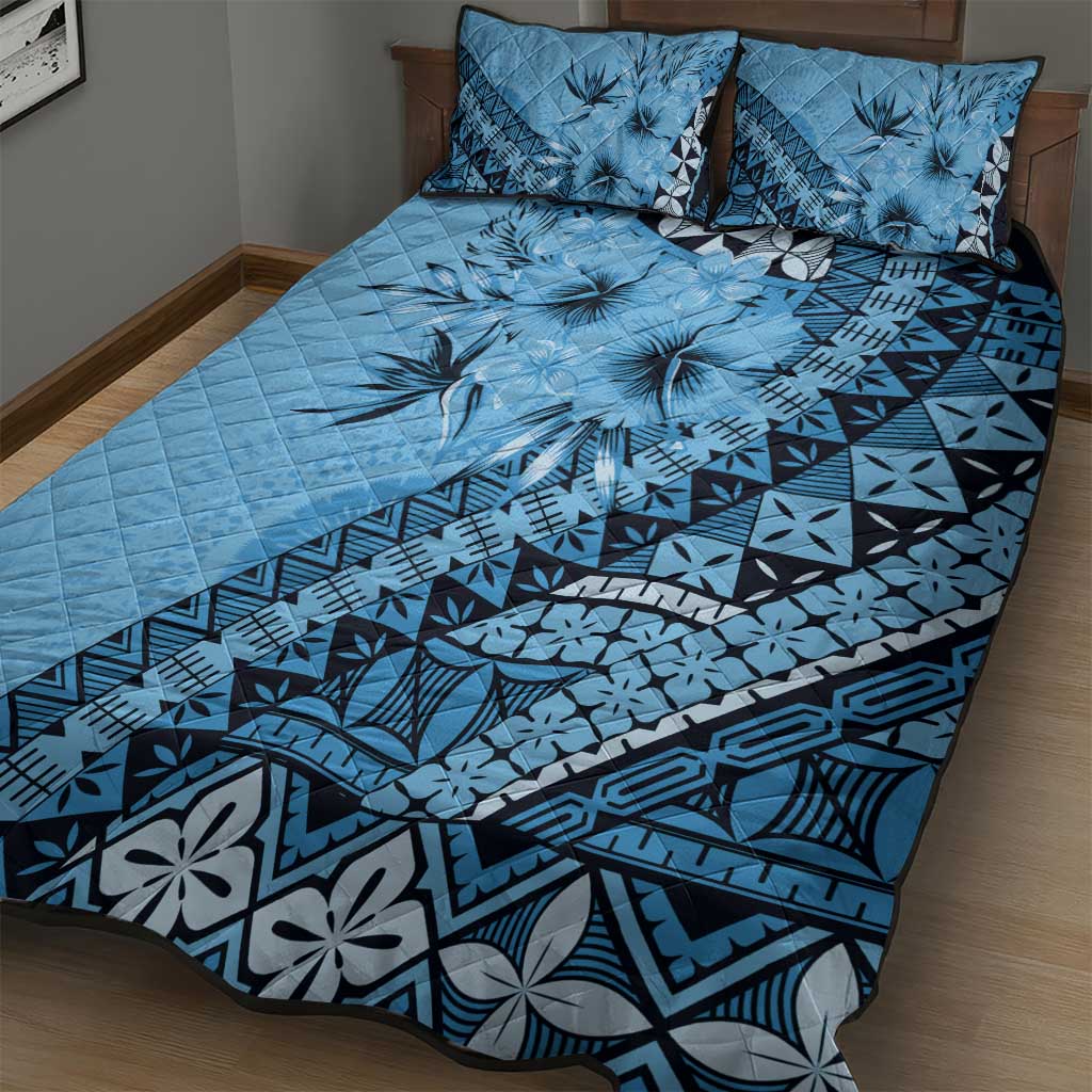 Bula Fiji Quilt Bed Set Turquoise Kaivity Masi Tapa