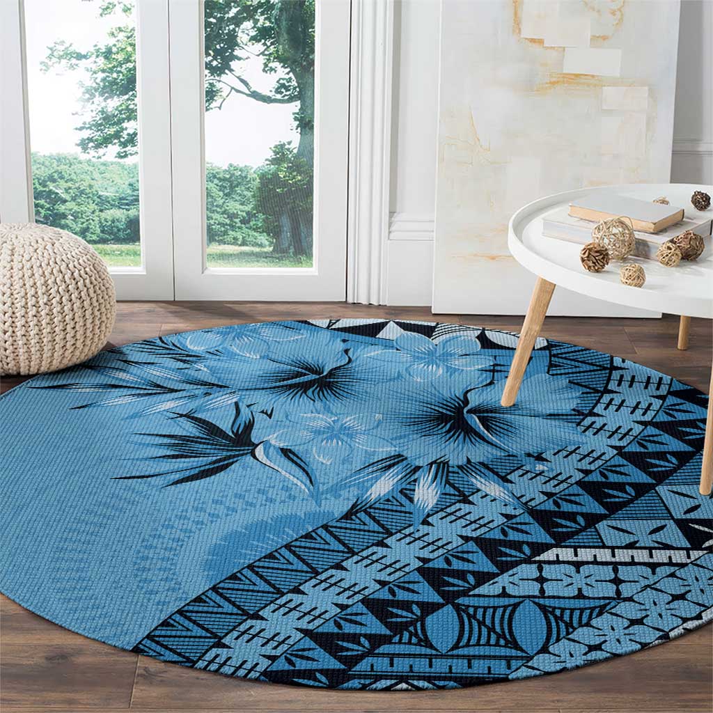 Bula Fiji Round Carpet Turquoise Kaivity Masi Tapa