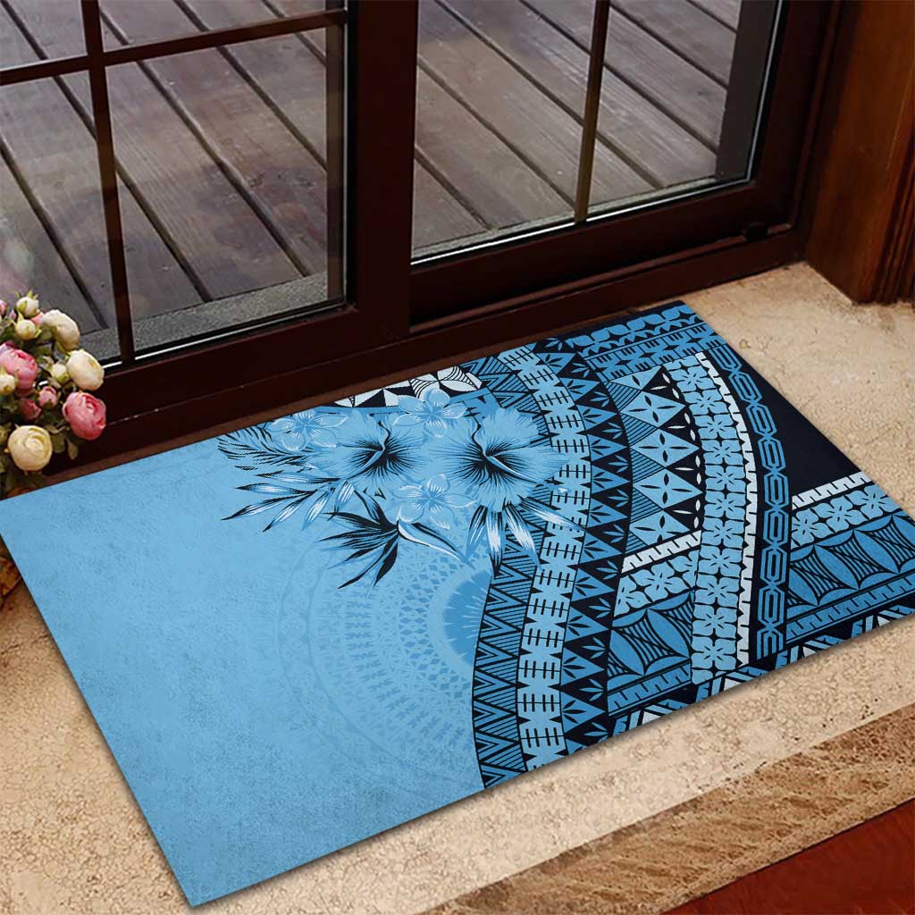 Bula Fiji Rubber Doormat Turquoise Kaivity Masi Tapa