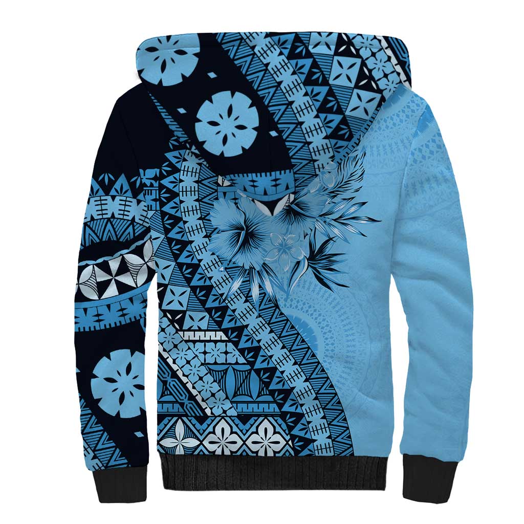 Bula Fiji Sherpa Hoodie Turquoise Kaivity Masi Tapa