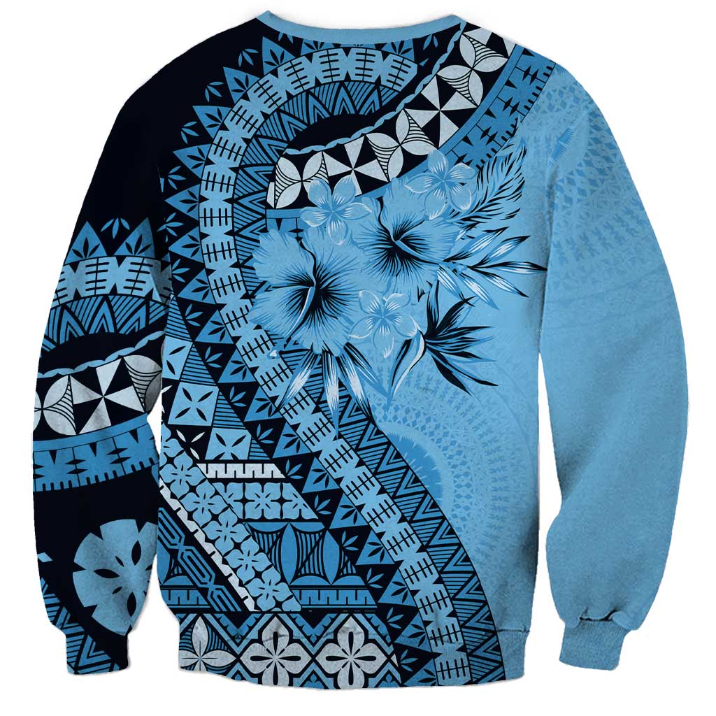 Bula Fiji Sweatshirt Turquoise Kaivity Masi Tapa