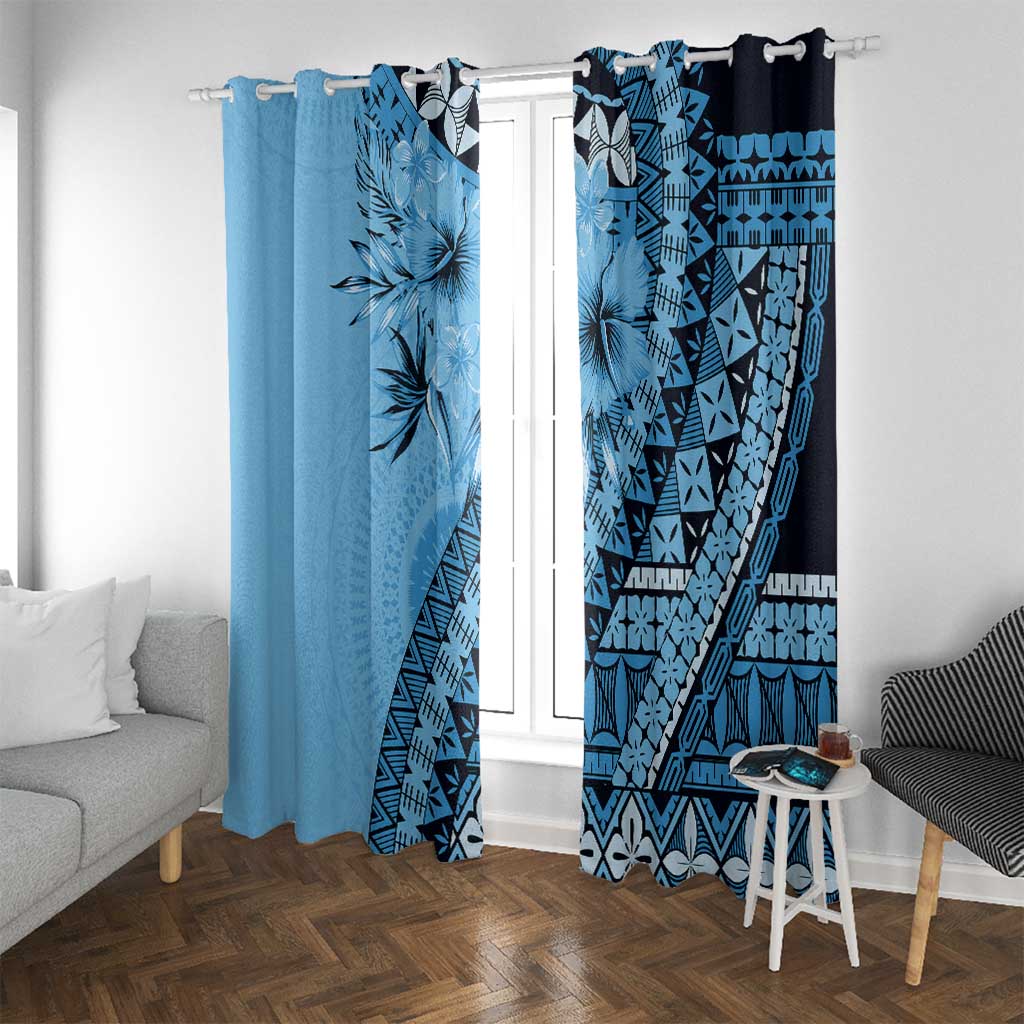 Bula Fiji Window Curtain Turquoise Kaivity Masi Tapa