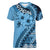 Bula Fiji Women V-Neck T-Shirt Turquoise Kaivity Masi Tapa