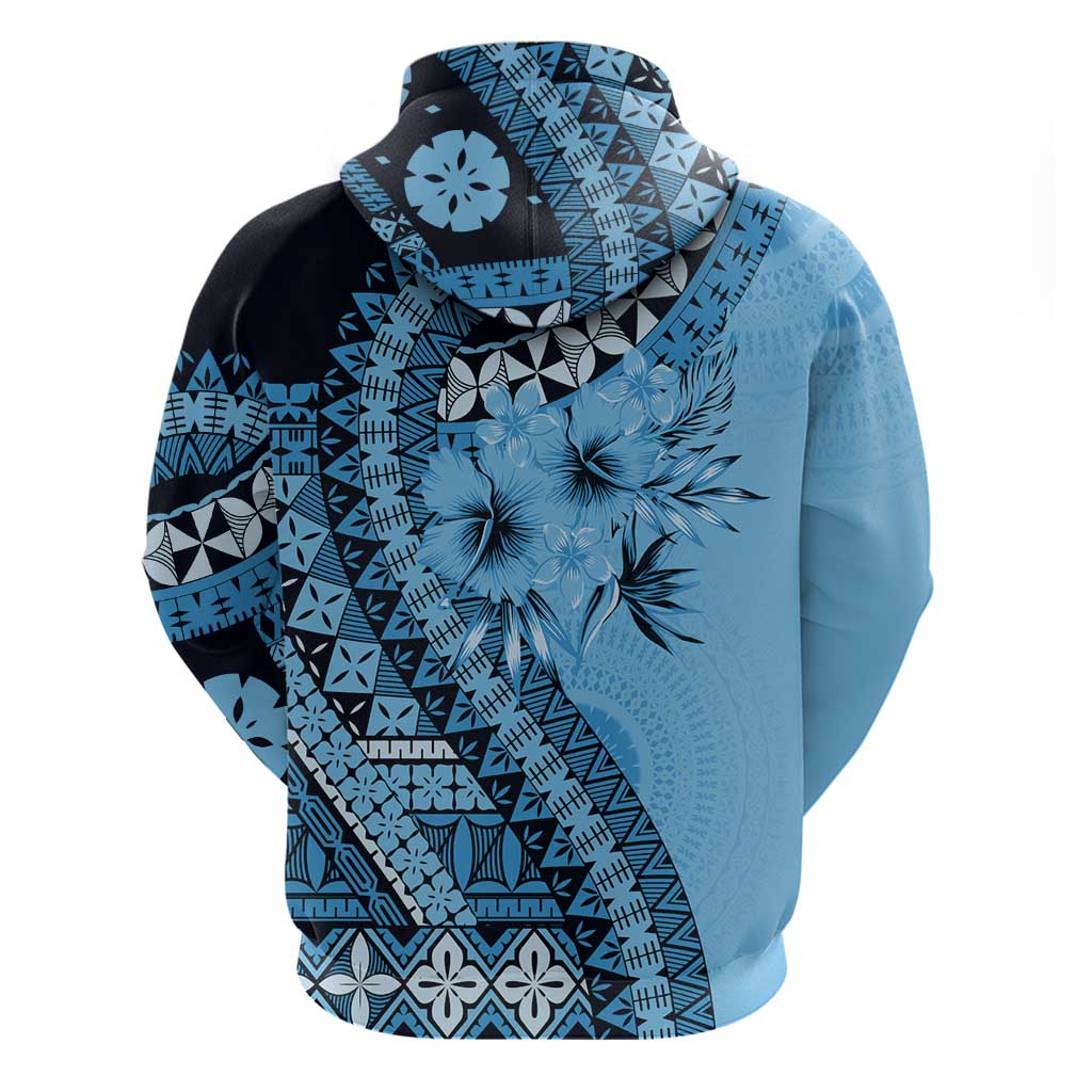 Bula Fiji Zip Hoodie Turquoise Kaivity Masi Tapa