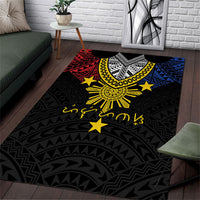 Philippines Heritage Baybayin Mix Polynesian Area Rug LT7 Black - Polynesian Pride
