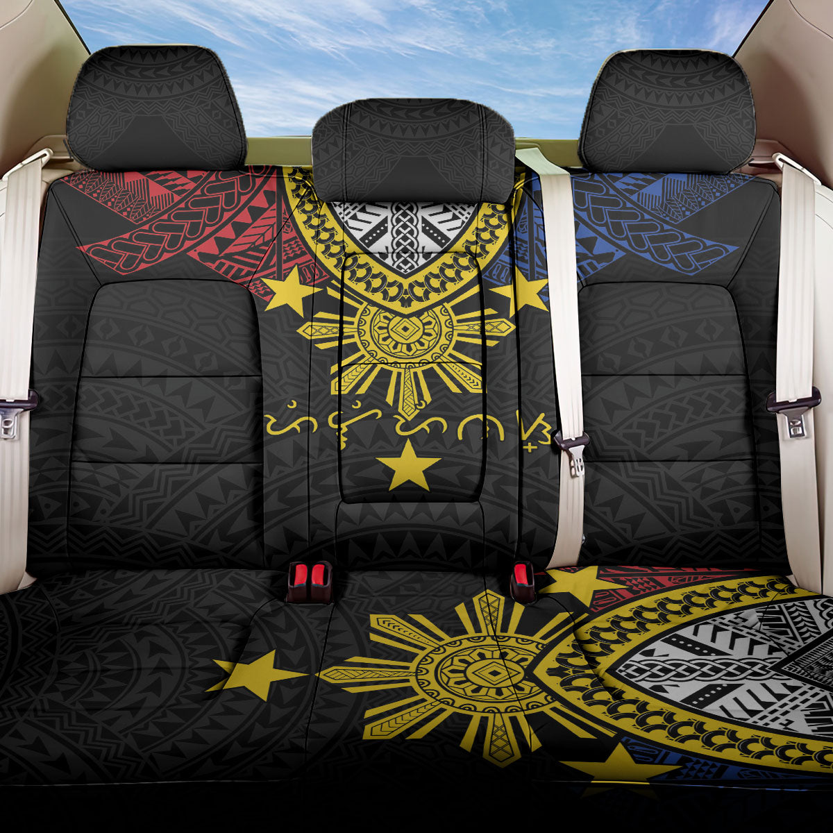 Philippines Heritage Baybayin Mix Polynesian Back Car Seat Cover